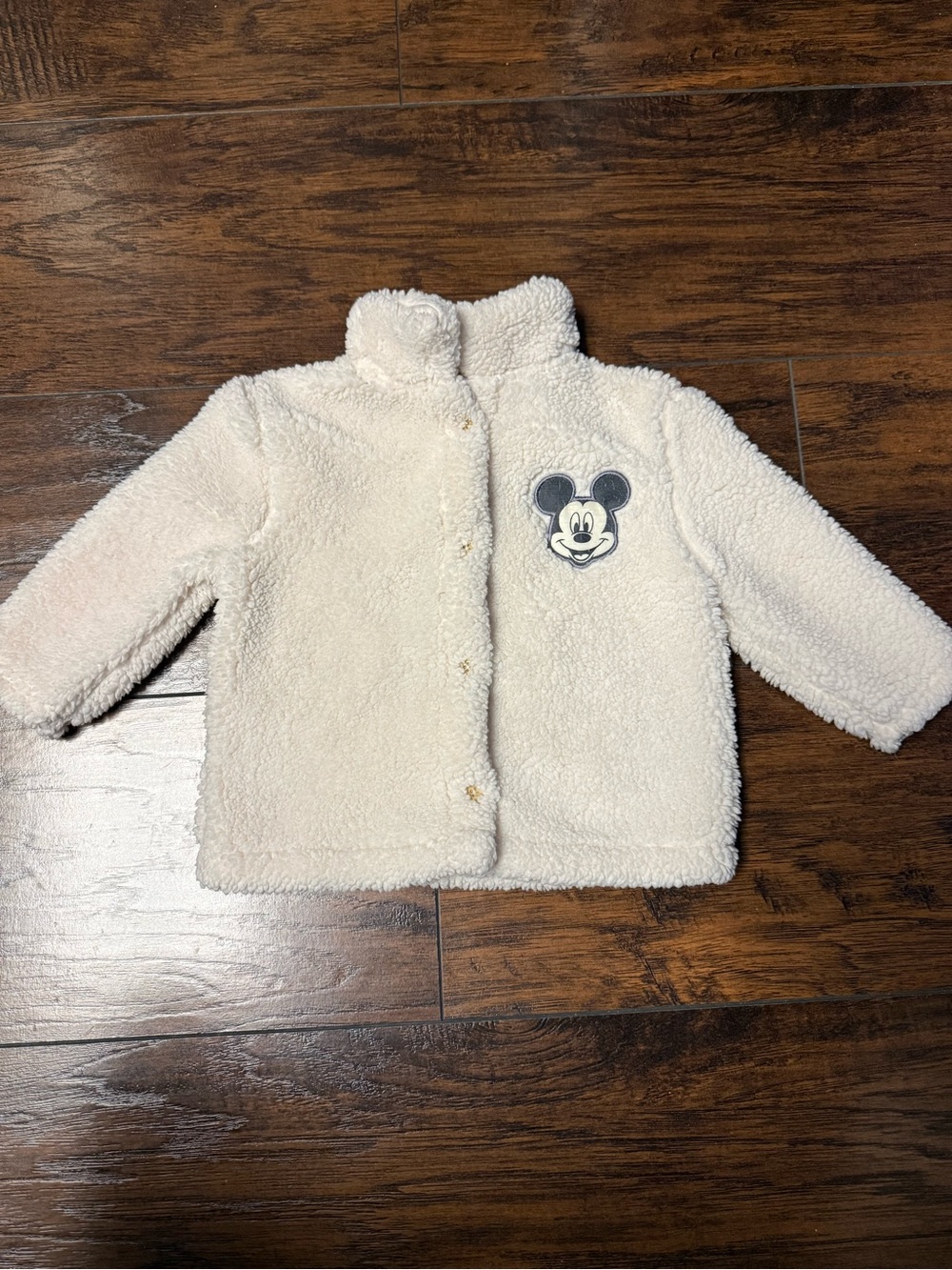 Disney Baby Mickey Mouse Cream Sherpa Jacket with Mickey Patch Baby 6/9 Months